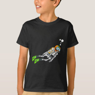 Skeleton Scu Diving Halloween Pumpkin Diver T-Shirt
