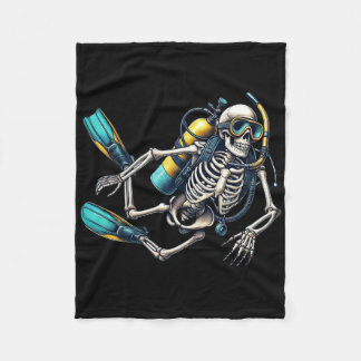 Skeleton Scu Diving Halloween Skeleton Scu Diver  Fleece Blanket