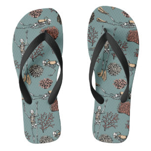 Skeleton Scuba Diver & Coral Flip Flops