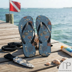 Skeleton Scuba Diver Flip Flops 