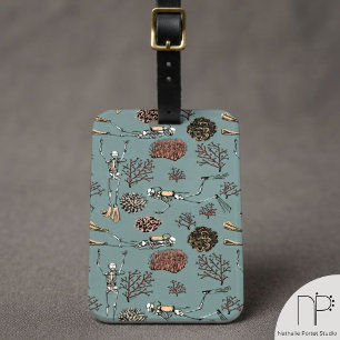 Skeleton Scuba Divers Coral Luggage Tag