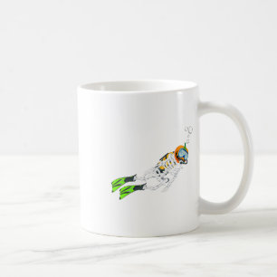 Skeleton Scuba Diving Halloween Pumpkin Diver  Coffee Mug