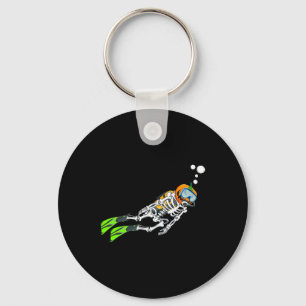 Skeleton Scuba Diving Halloween Pumpkin Diver Key Ring