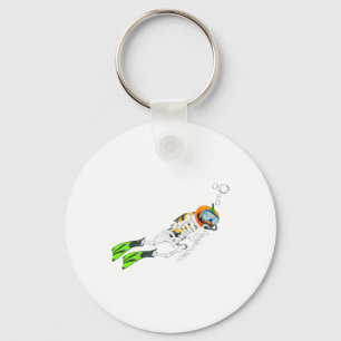 Skeleton Scuba Diving Halloween Pumpkin Diver Key Ring