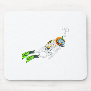 Skeleton Scuba Diving Halloween Pumpkin Diver  Mouse Mat