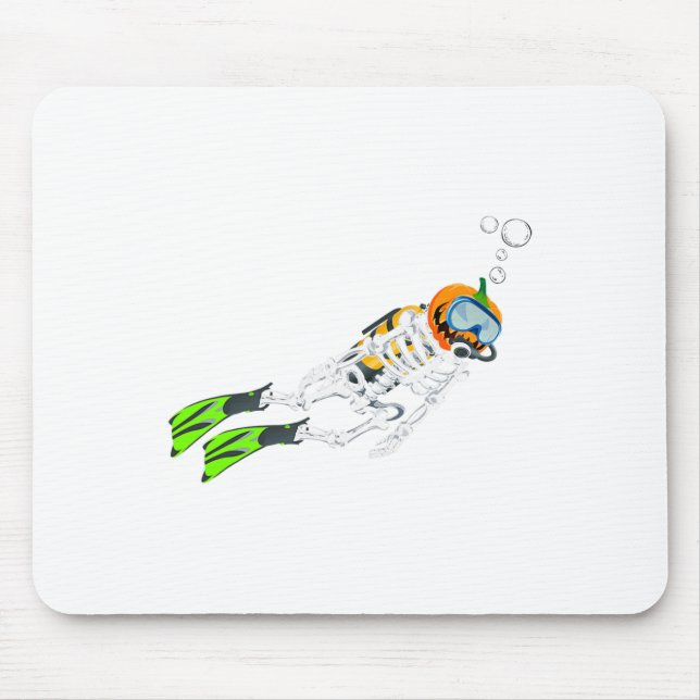Skeleton Scuba Diving Halloween Pumpkin Diver  Mouse Mat (Front)