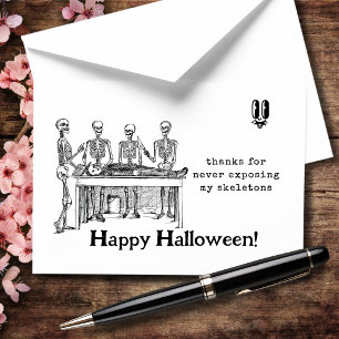 Skeleton Secrets Halloween Humour Thank You Card