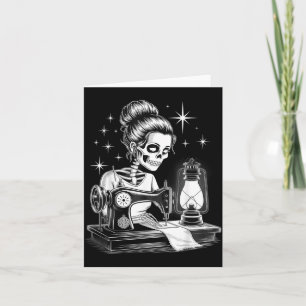 Skeleton Sewer Quilter Funny Sewing Lover Card