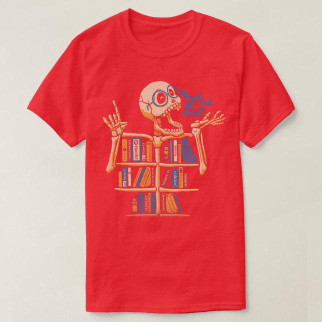 Skeleton ShBook Lover by Tobe Fonseca T-Shirt (Design Front)