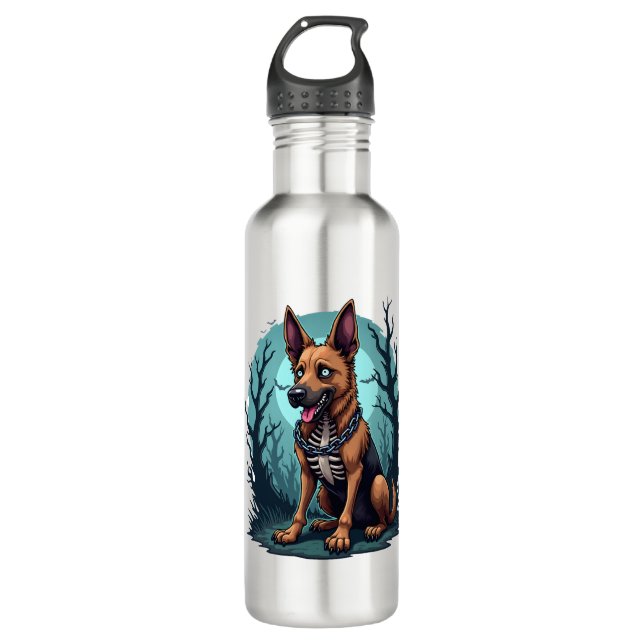 Skeleton Shepherd Dog 710 Ml Water Bottle (Front)