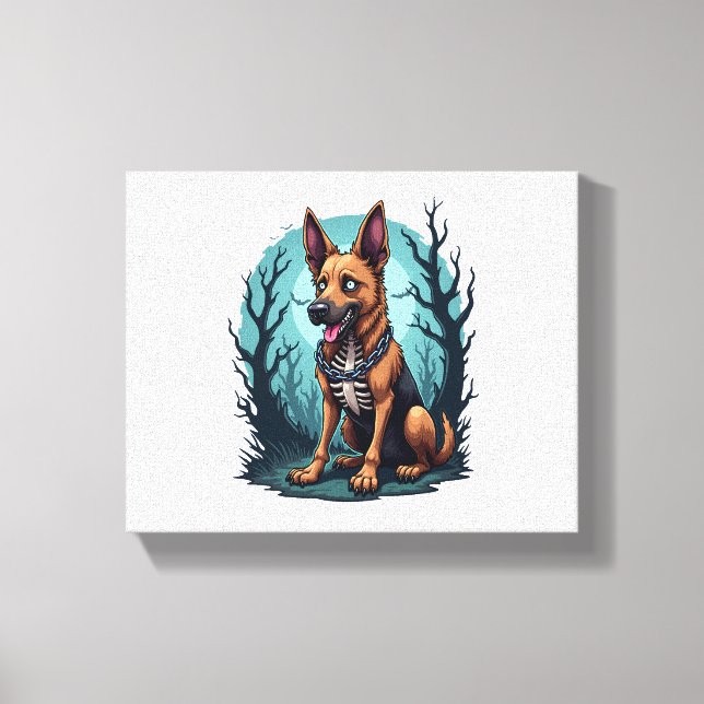 Skeleton Shepherd Dog Canvas Print (Front)