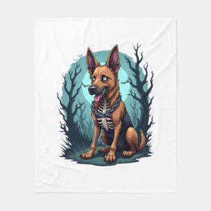 Skeleton Shepherd Dog Fleece Blanket