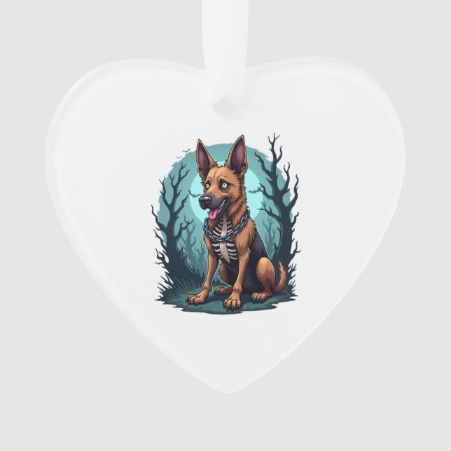 Skeleton Shepherd Dog Ornament (Front)