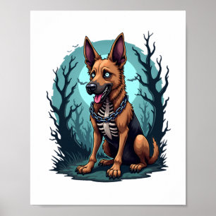 Skeleton Shepherd Dog Poster