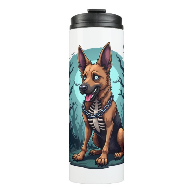 Skeleton Shepherd Dog Thermal Tumbler (Front)