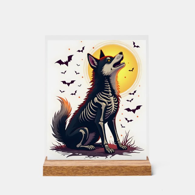 Skeleton Shiba Scream Acrylic Sign (Front)