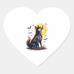Skeleton Shiba Scream Heart Sticker