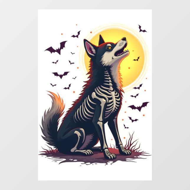 Skeleton Shiba Scream Window Cling (Sheet)