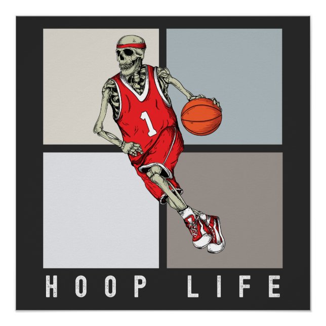Skeleton Shirt | Halloween Basketball Design Poster (Front)