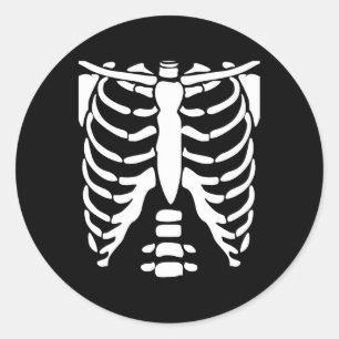 Skeleton Shirt Halloween Costume Rib Cage Anatomy Classic Round Sticker