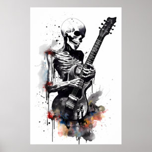 Skeleton Shredding On The Guitar Poster