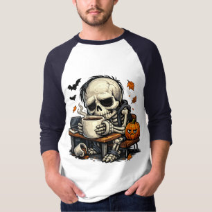 Skeleton Sips Autumn Brew T-Shirt