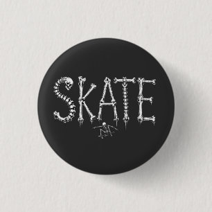 Skeleton SKATE Horror Design 3 Cm Round Badge
