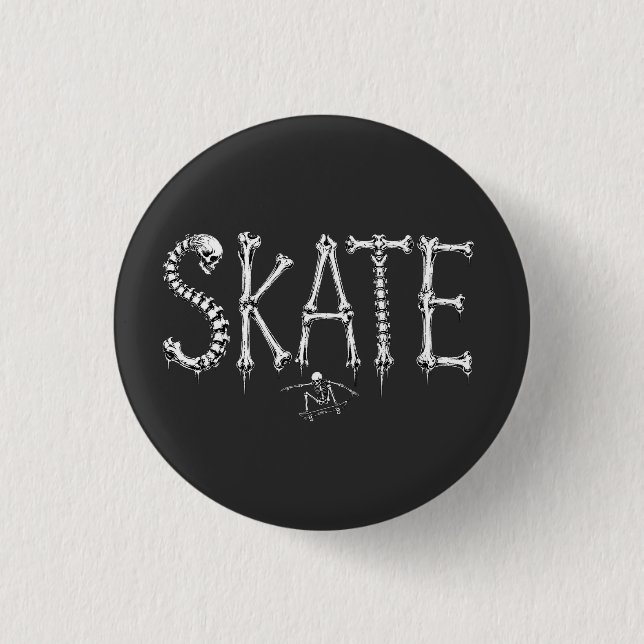 Skeleton SKATE Horror Design 3 Cm Round Badge (Front)