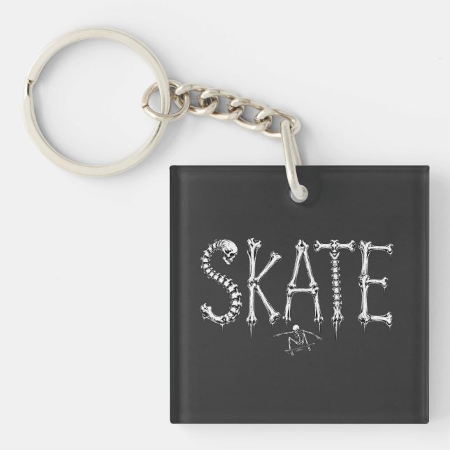 Skeleton SKATE Horror Design Key Ring (Front)