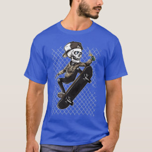Skeleton Skateboard Fence T-Shirt