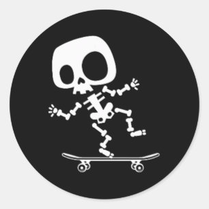 Skeleton Skateboard Halloween Costume Fun Skateboa Classic Round Sticker