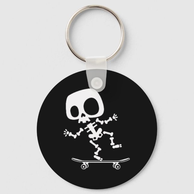 Skeleton Skateboard Halloween Costume Fun Skateboa Key Ring (Front)