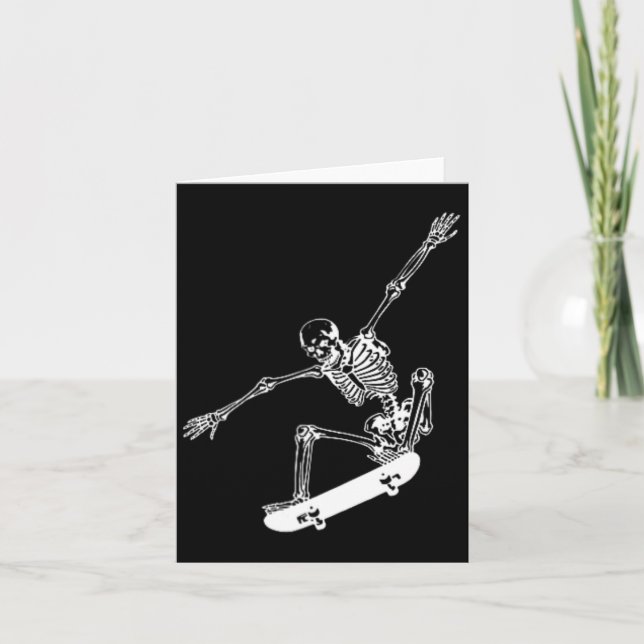Skeleton Skateboard Skull Halloween Skateboarding  Card (Front)