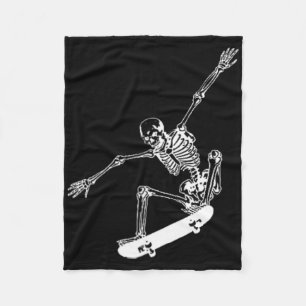 Skeleton Skateboard Skull Halloween Skateboarding Fleece Blanket