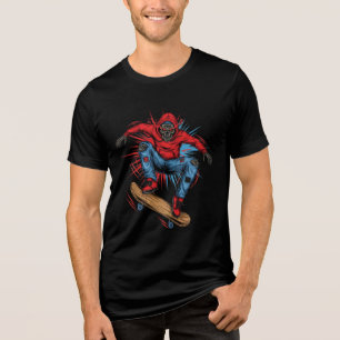 Skeleton Skateboard T-Shirt – Cool Skater Graphic  Tri-Blend Shirt