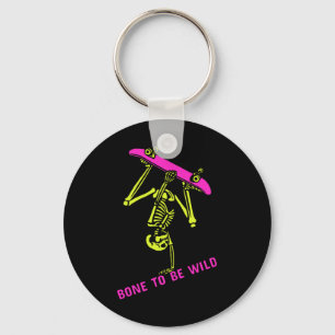 Skeleton Skateboarder Halloween Costume Mens Women Key Ring