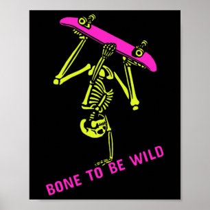 Skeleton Skateboarder Halloween Costume Mens Women Poster