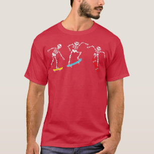 Skeleton Skateboarding Pumpkin Jackolantern Hallow T-Shirt