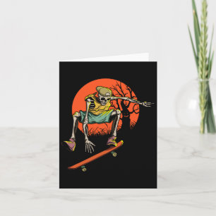 Skeleton Skater In Halloween With Skateboard  Card