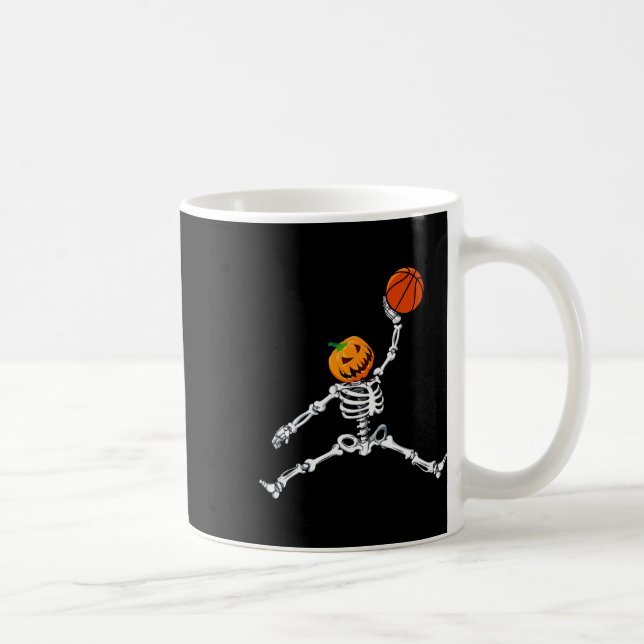 Skeleton Sketll Halloween Pumpkin Slam Dunk  Coffee Mug (Right)
