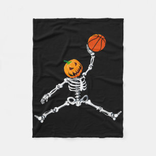Skeleton Sketll Halloween Pumpkin Slam Dunk Fleece Blanket