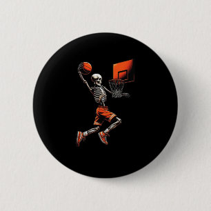Skeleton Sketll Player Dunking Hoop Halloween Vint 6 Cm Round Badge