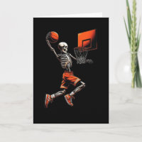 Skeleton Sketll Player Dunking Hoop Halloween Vint