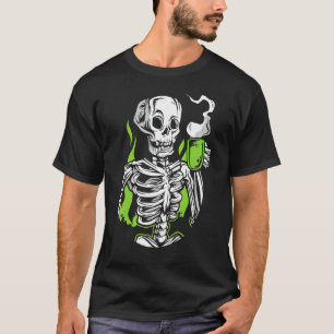 Skeleton Skull Alien Drinking Coffee T-Shirt