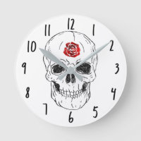 Skeleton Skull Bones Black & Red Rose Glitter