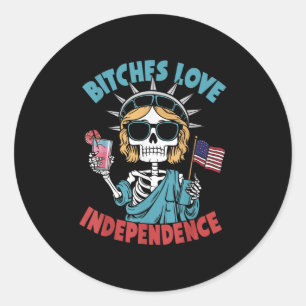 Skeleton Skull Es Love Independence Funny 4th Of J Classic Round Sticker