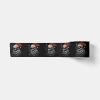 Skeleton Skull Funny Merry Christmas Santa Matchin Satin Ribbon