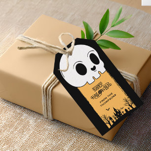 Skeleton Skull Graveyard Black Gothic Halloween Gift Tags
