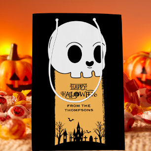 Skeleton Skull Graveyard Black Gothic Halloween Medium Gift Bag