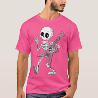 Skeleton Skull Guitar Rock On Heavy Metal Devil Ho T-Shirt